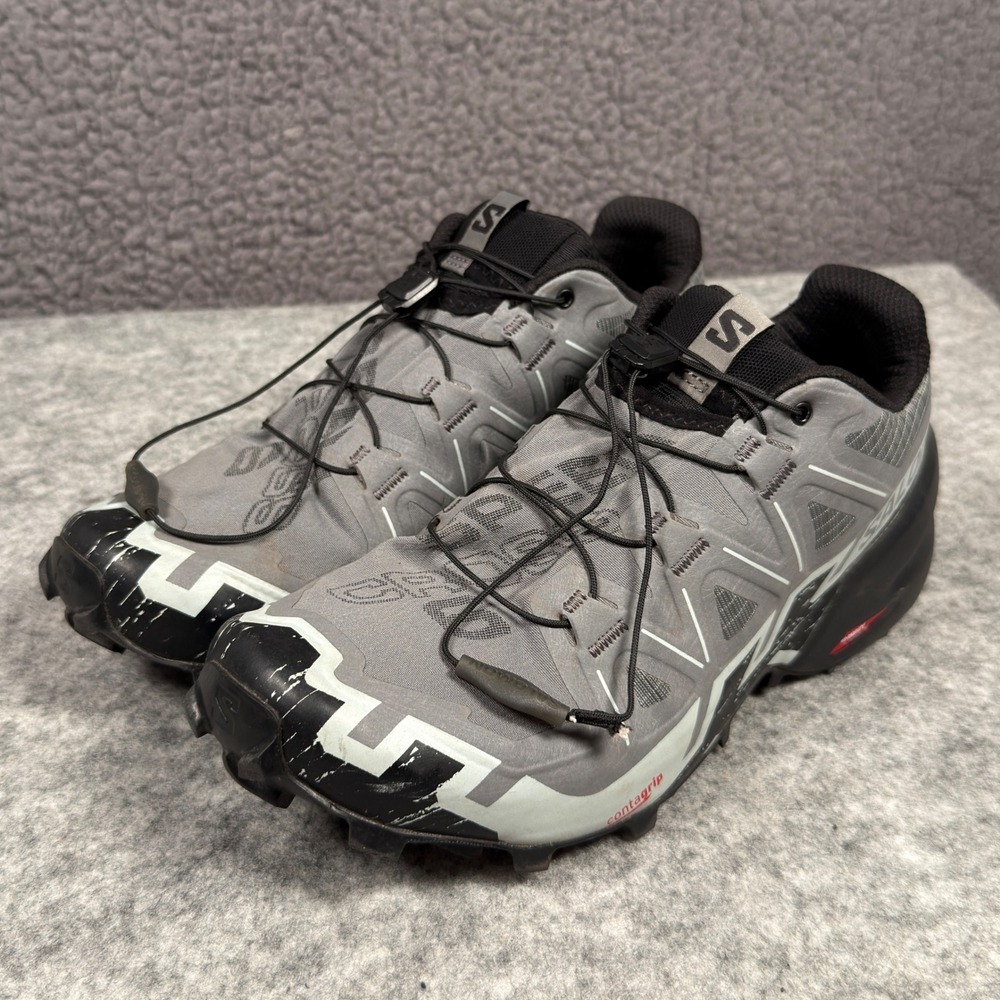 Salomon Speedcross 6 Trail Running Shoes Mens Size 8 Grey Black Hiking Gorpcore